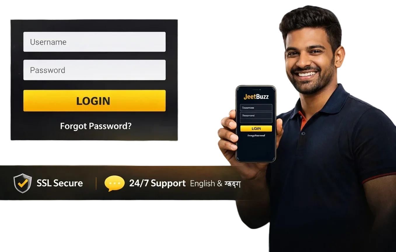 JeetBuzz login Bangladesh page with secure sign in form and mobile app access